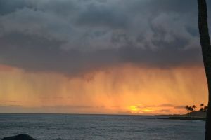 Regen im Sonnenuntergang