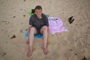 Mit Fred am Strand